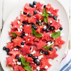 Fourth of July Red White and blue Watermelon Fruit Salad Recipe | @bestrecipebox