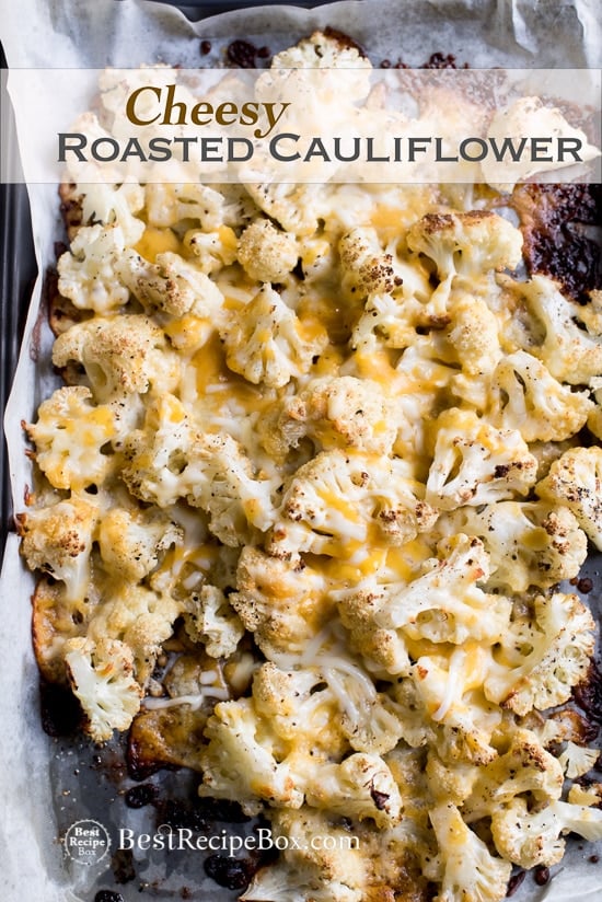 Cheesy Roasted Cauliflower on sheet pan