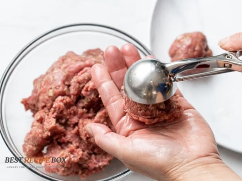 Forming meatballs with a cookie scoop