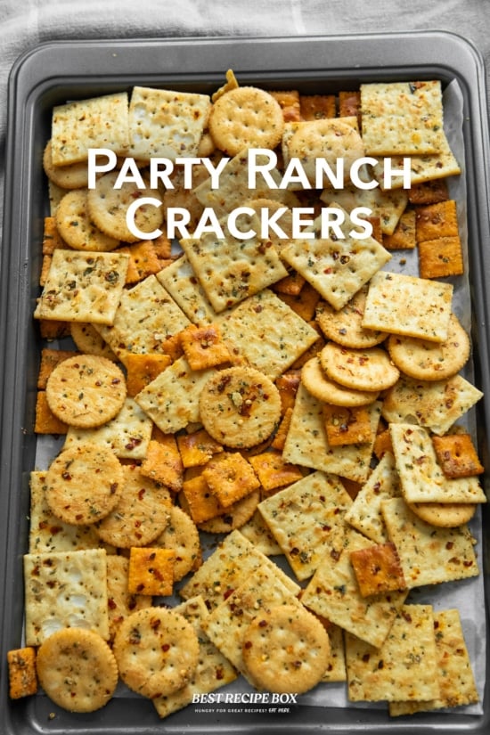 party ranch crackers on baking tray 