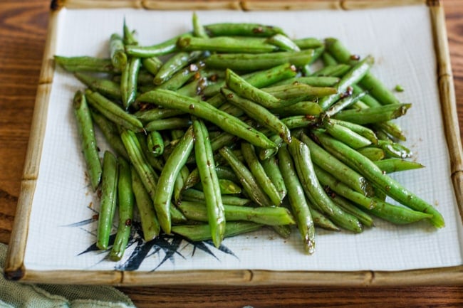 Sesame Green Beans Recipe on a plate 