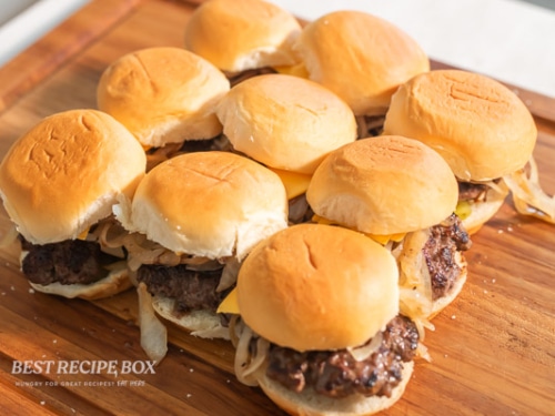 sizzling cheeseburgers sliders done