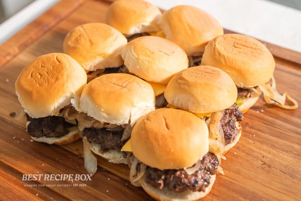sizzling cheeseburgers sliders done