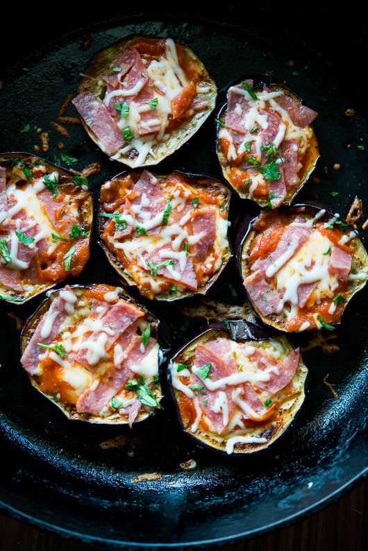 Low Carb Eggplant Pizza Recipe in a Skillet