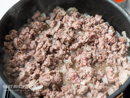 beef and onions cooking for sloppy joes recipe