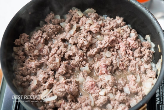 beef and onions cooking for sloppy joes recipe