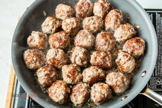 searing meat balls