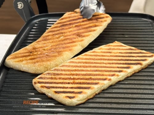 Toasting bread on panini grill
