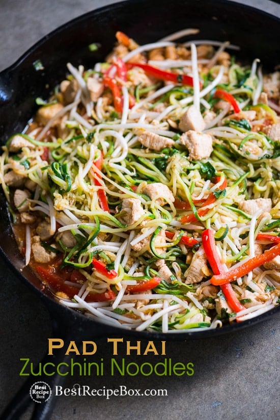 Zucchini Noodle Pad Thai Recipe in a pan 